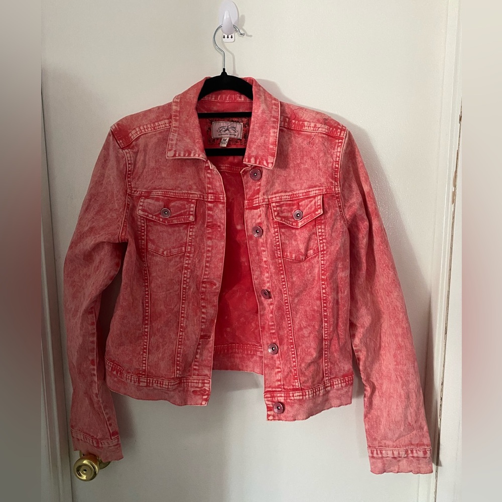 One 5 One | Women’s Medium Denim Jacket | Women | Junior | Reddish Coral